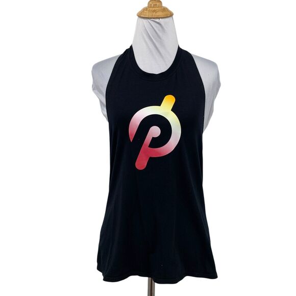 Peloton Tank Top Womens XS Extra Small Black Supima Blend Twist Back Big Logo - Picture 1 of 10